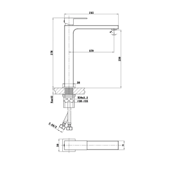 Смеситель для раковины Vincea Cube хром VBF-1C02CH (детальная фотография), для раковины