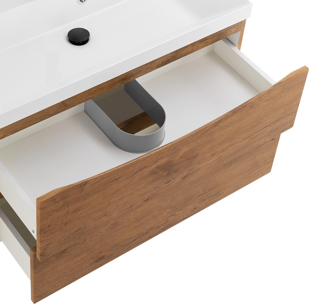 Тумба под раковину подвесная BelBagno Marino 90 см rovere nature MARINO-900-2C-SO-RN-P (детальная фотография), светло-коричневая