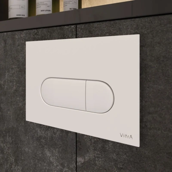 Клавиша смыва VitrA Root Round белая 740-2200 (детальная фотография), слив эконом-стандарт с двумя клавишами