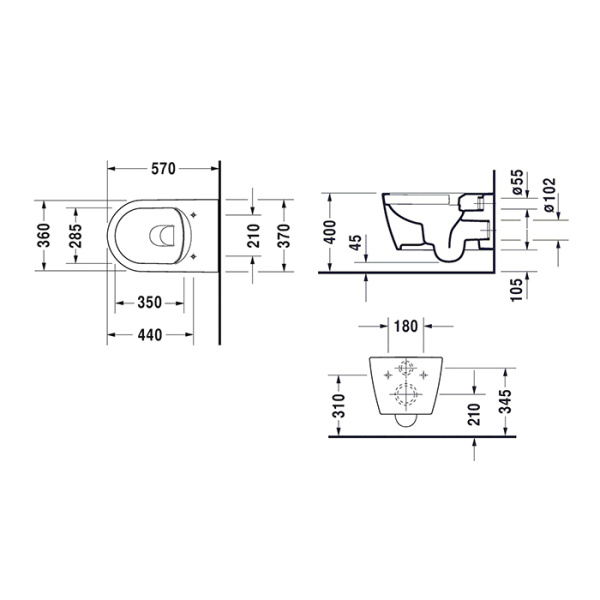 Схема (детальная фотография), без бачка, со скрытым бачком