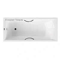 Чугунная ванна Vinsent Veron Devon VDV1807545H/E60327CH-AS, 180 x 75 см, с антискользящим покрытием, ручки хром, цвет белый