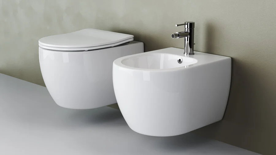 Унитаз подвесной Ceramica Nova Play с сиденьем микролифт CN3001 (детальная фотография), с горизонтальным, прямым выпуском, с прямым выпуском
