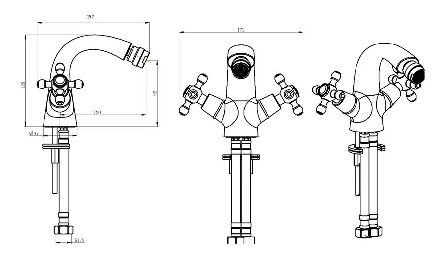 Смеситель для биде Boheme Camelia бронза 316-Camelia (детальная фотография), для биде