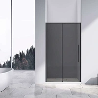 Душевая дверь в нишу Vincea Slim-N 110 см профиль черный стекло тонированное