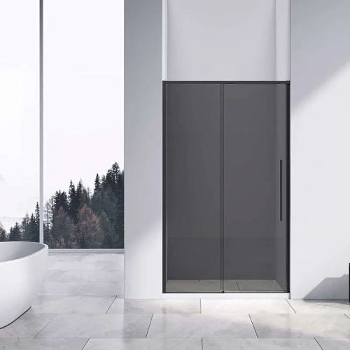 Душевая дверь в нишу Vincea Slim-N 110 см профиль черный стекло тонированное - фото 3