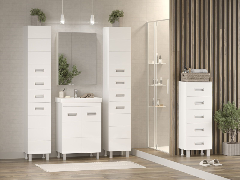 Шкаф-пенал для ванной Misty Селена П-Сел05040 П-Сел05040-015Я (детальная фотография), современные, hi-tech