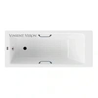 Чугунная ванна Vinsent Veron Tampa VTP1707042H/VH0012CH-AS, 170 x 70 см, с антискользящим покрытием, ручки хром, цвет белый