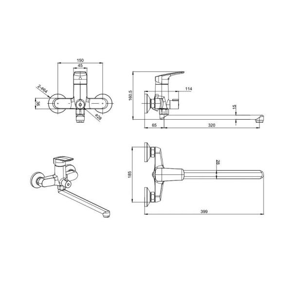 Душевой комплект Акватек Вега хром AQ1033CR (детальная фотография), душевые комплекты, наборы