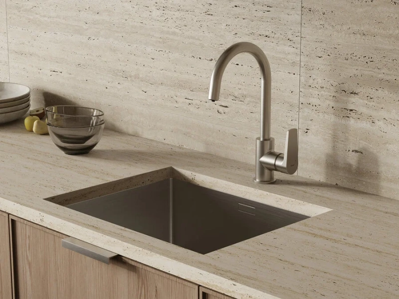 Смеситель для кухни Cersanit Moduo сатин 68222 (детальная фотография), современные, hi-tech