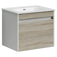 Тумба под раковину подвесная Sancos Smart 60 см дуб бардолино/белая