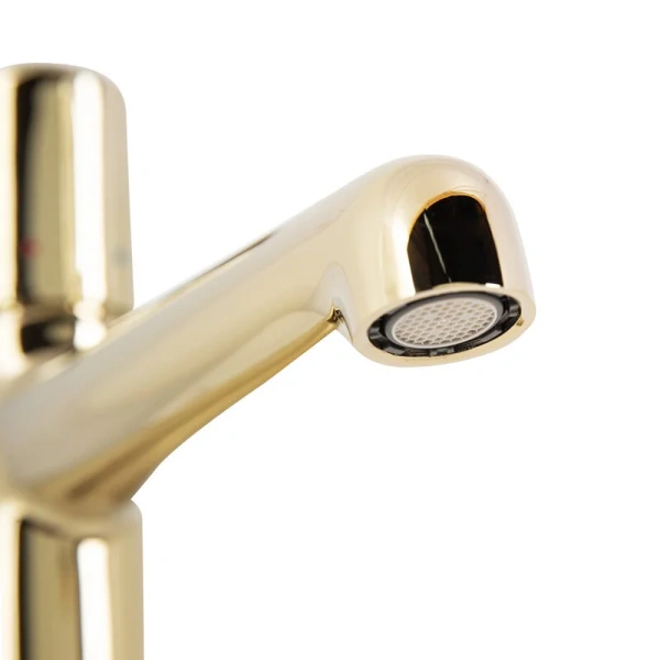 Смеситель для раковины BelBagno Uno с донным клапаном, золото UNO-LVM-ORO (детальная фотография), из латуни, недорогие, округлая форма, с донным клапаном