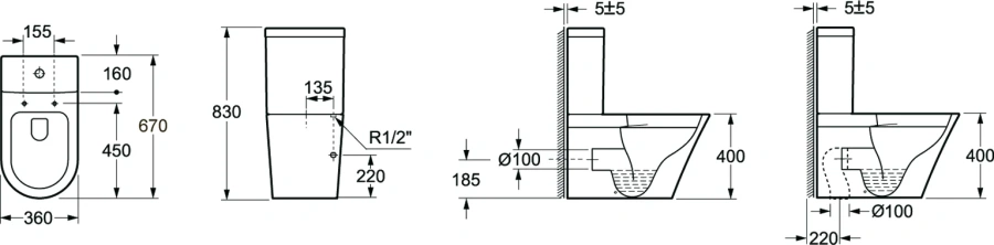 Унитаз компакт Lavinia Boho Biore безободковый 3304001R (детальная фотография), белые index_1