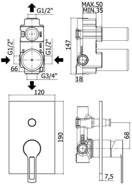 Смеситель для душа Paffoni Ringo белый матовый RIN015BO/M (детальная фотография), для душа