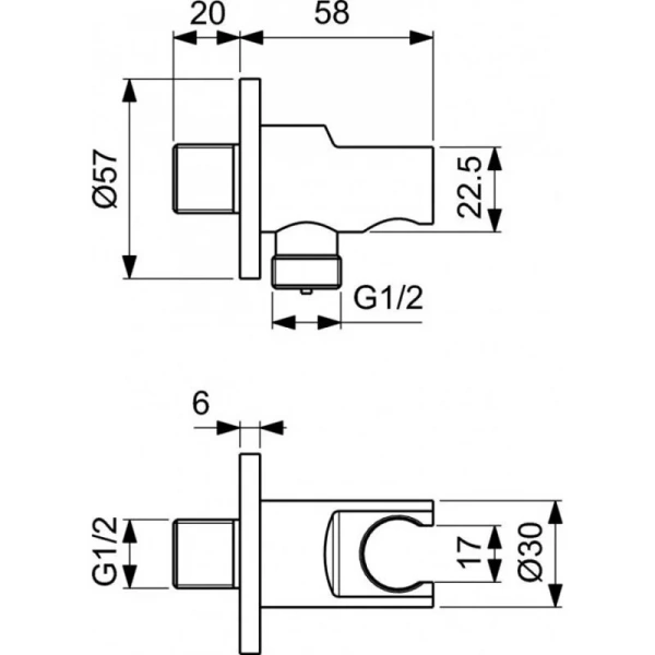 Держатель душевой лейки Ideal Standard IdealRain со шланговым подключением BC807XG (детальная фотография), в наличии index_1
