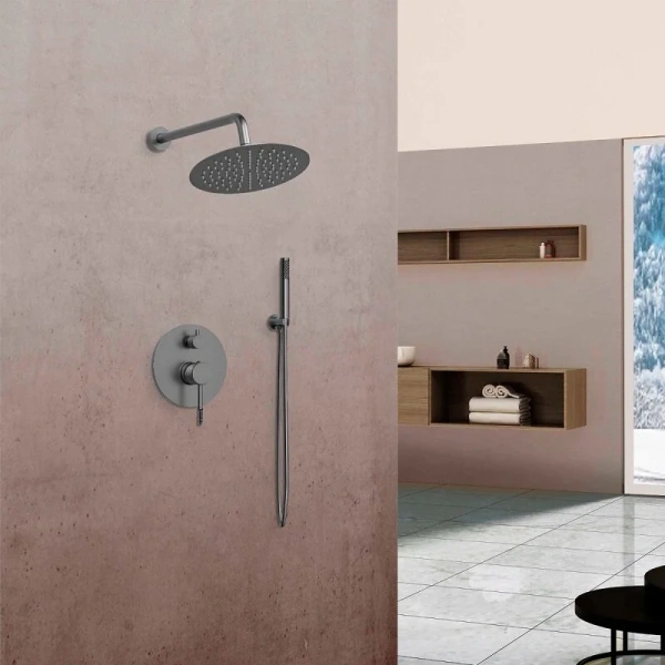 Душевой комплект Vincea Desire встраиваемый, вороненая сталь VSFW-1D1GM (детальная фотография), современные, hi-tech