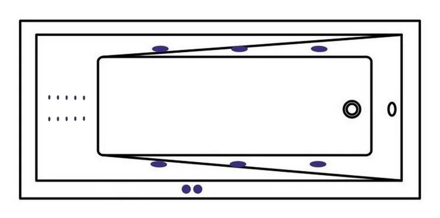 Ванна гидромассажная Whitecross Wave 160 x 80 см, LINE NANO, хром, белый, 0101.160080.100.LINENANO.CR (детальная фотография), современныe, hi-tech