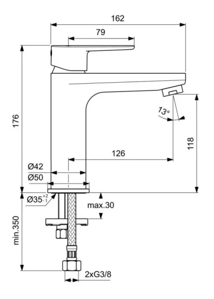 Смеситель для раковины Ideal Standard Cerafine O хром без донного клапана BC554AA (детальная фотография), для раковины