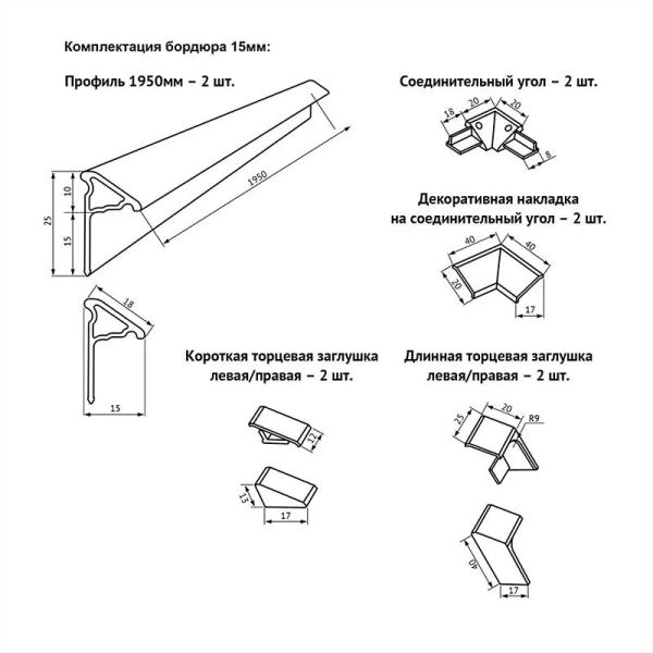 Бордюр Berges 195 см для ванн и душевых поддонов 051031 (детальная фотография) index_1