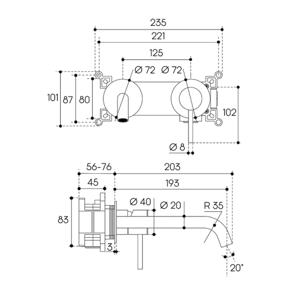 Смеситель для раковины Aqueduto CANO оружейная сталь CAN0445 (детальная фотография), с коротким изливом