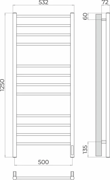 Полотенцесушитель электрический Terminus Аврора П12 500х1250 лесенка 4670078544377 (детальная фотография), современные, hi-tech