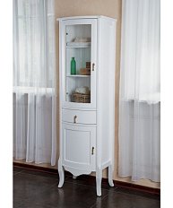 Шкаф-пенал, петли слева, цвет белый глянец, фурнитура бронза, La Beaute Nora