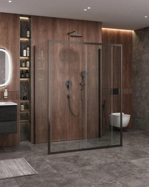 Душевой уголок Cezares Molveno 160х90 см прозрачное стекло профиль оружейная сталь MOLVENO-AH-12-160/90-C-GM-IV (детальная фотография), другие