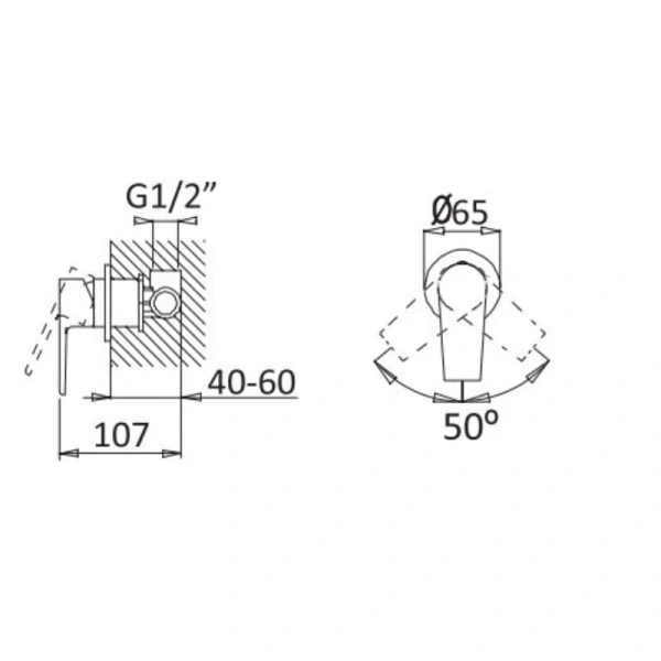 Смеситель для душа Cezares Nautic хром NAUTIC-DIM-01 (детальная фотография), для душа