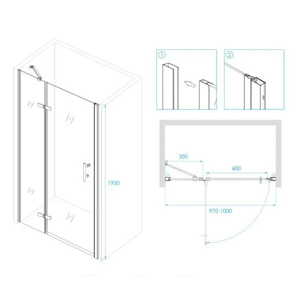 Душевая дверь в нишу RGW Passage PA-016 180 см профиль хром, стекло матовое 350801618-21 (детальная фотография), современные, hi-tech
