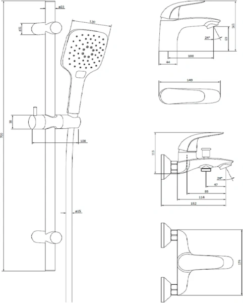 Душевой набор RedBlu by Damixa Palace Bit 409310000 (детальная фотография), комплекты index_1
