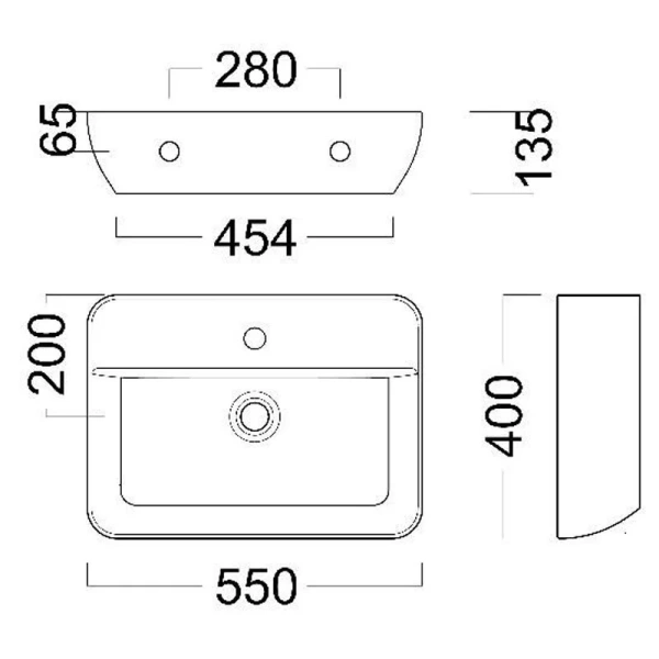 Раковина Kerama Marazzi Plaza 55 см белая PLR.wb.55.02 (детальная фотография), современные, hi-tech
