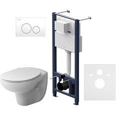 Унитаз с инсталляцией Am.Pm Sense с сидением микролифт и белой клавишей