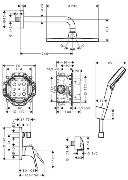 Душевой комплект Hansgrohe Crometta S  27958000 (детальная фотография), душевые комплекты, наборы
