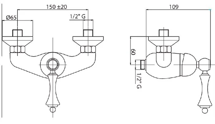 Смеситель для душа Cezares Margot хром, ручка белая MARGOT-DM-01-Bi (детальная фотография), классические, ретро