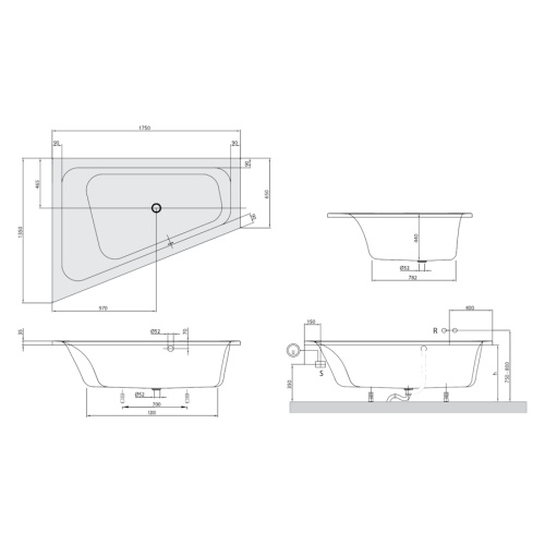 Ванна акриловая Villeroy & Boch Loop&Friends 175х135 левая UBA175LFS9LIV-01 (детальная фотография), современныe, hi-tech