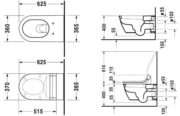 Унитаз подвесной 370х620 мм Duravit Darling New 2544090000 (детальная фотография) index_1