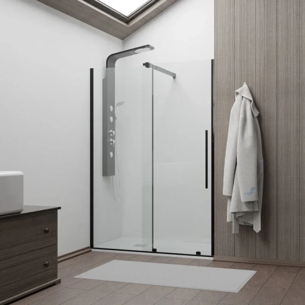 Душевая дверь в нишу RGW Tornado TO-18 B 150 см профиль черный стекло прозрачное 41071815-14 (детальная фотография)