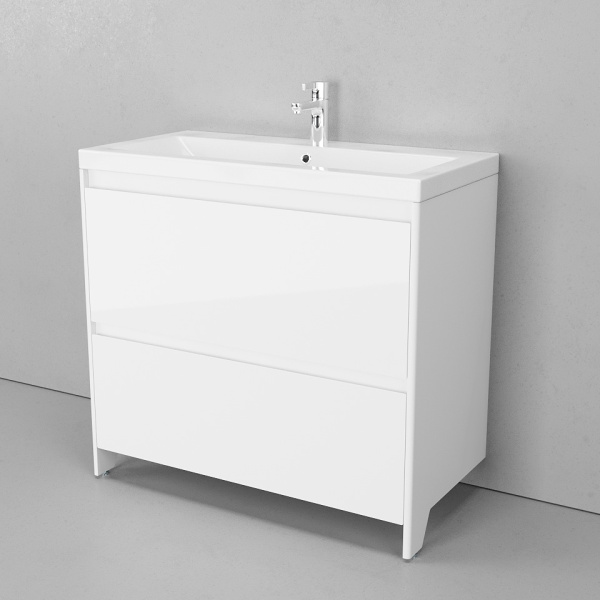 Тумба с раковиной напольная Velvex Klaufs tnKLA.90.2Y-61 90 см с двумя ящиками (детальная фотография), напольная, пристенная