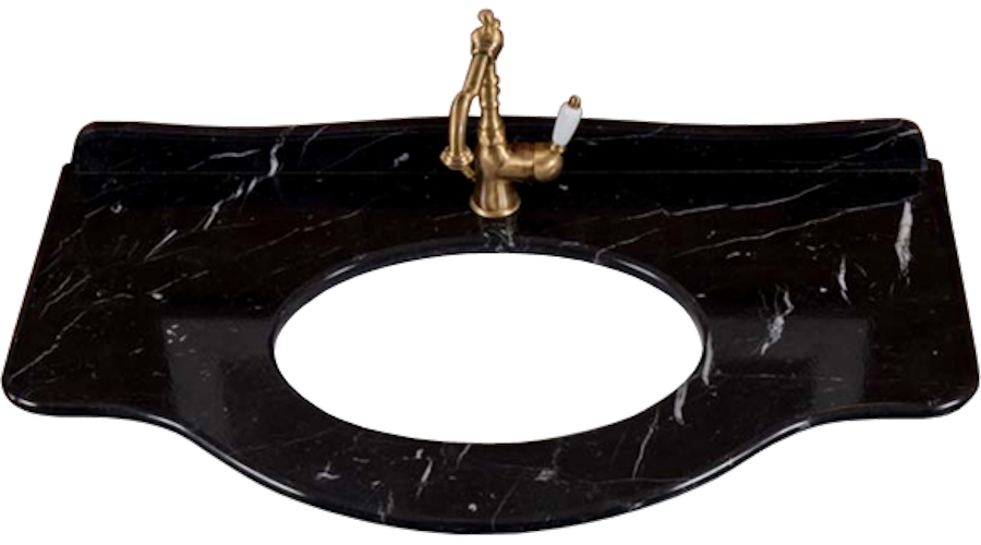 Столешница, 1 отверстие под смеситель, цвет nero marquina, La Beaute Joanna M102NE1 (детальная фотография)