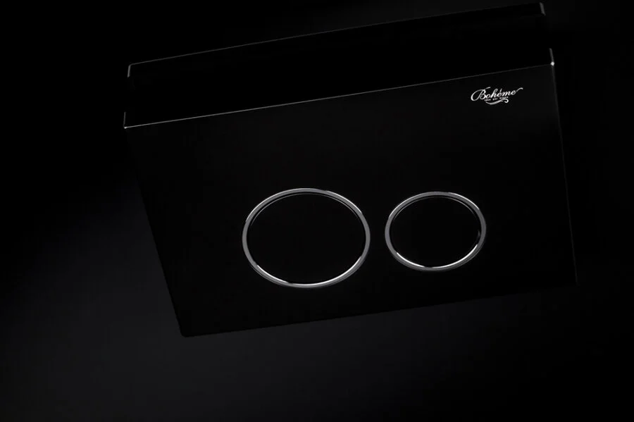 Клавиша смыва Boheme черная/обод хром 662 (детальная фотография), слив эконом-стандарт с двумя клавишами