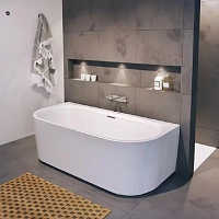 Акриловая ванна Riho Desire BACK2WALL Glossy Fall B089012005, 184 x 80 см, с подсветкой, наполнение через перелив, цвет белый