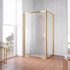 Душевой уголок профиль золотой стекло шиншилла Vegas-glass