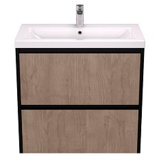 Тумба под раковину подвесная Velvex Klaufs 80 см черная/шатане