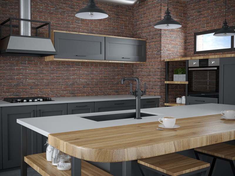 Смеситель для кухни Paulmark Loft антрацит Lo226006-401 (детальная фотография), с 1 монтажным отверстием
