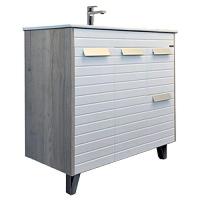 Тумба с раковиной напольная Comforty Клеон 90 см белая/дуб дымчатый