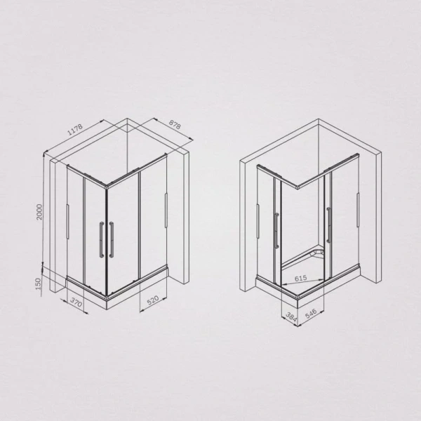 Душевой уголок Am.Pm Func 120x90 см профиль хром, стекло прозрачное W84G-403-12090-MТ (детальная фотография), прямоугольные