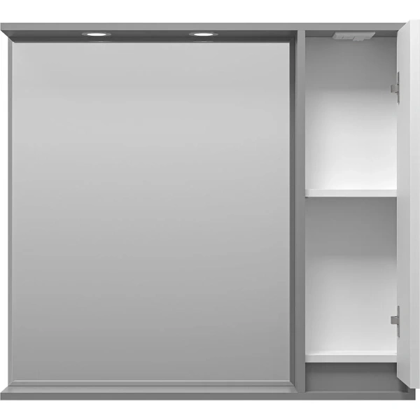 Зеркальный шкаф с подсветкой Brevita Balaton 90 см белый/серый, правый BAL-04090-01-01П (детальная фотография), современные, hi-tech index_1