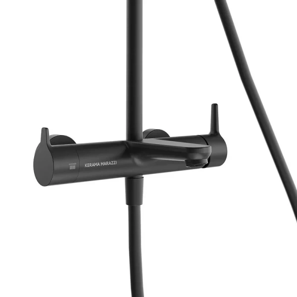 Душевая стойка Kerama Marazzi Fonte черный матовый FO.201.KM.BLK.M (детальная фотография), со смесителем