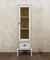 Шкаф-пенал для ванной, цвет слоновая кость с патиной матовый, фурнитура состаренное серебро, петли справа, La Beaute Vivien