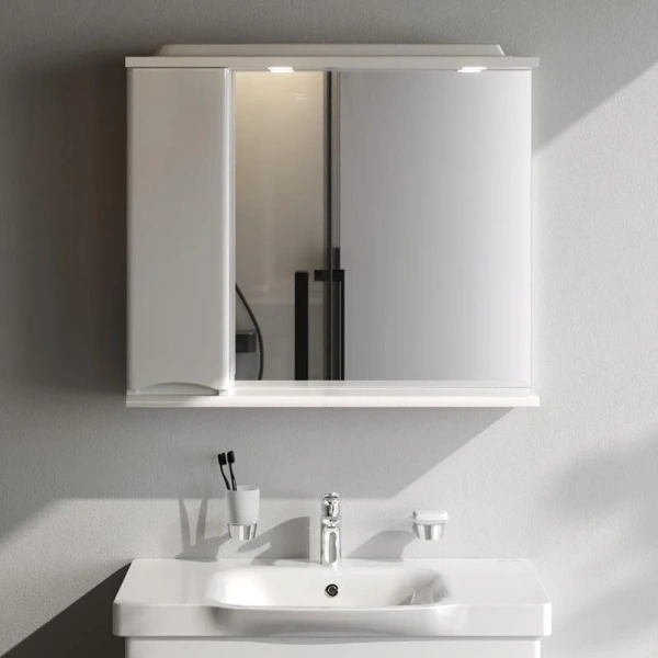 Зеркальный шкаф с подсветкой Am.Pm Like 80 см белый глянец, левый M80MPL0801WG (детальная фотография) index_1