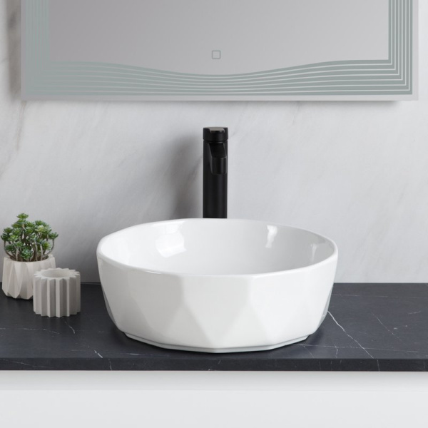 Раковина BelBagno 41 см керамическая BB1409 (детальная фотография), накладные (на столешницу), пристенные